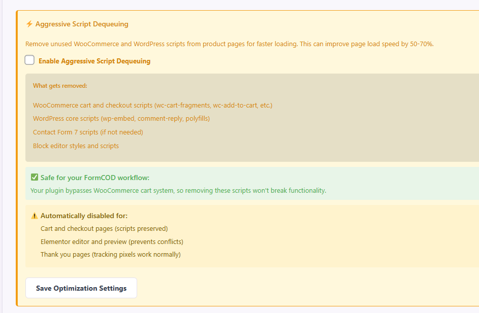 Advanced Script Optimization Settings